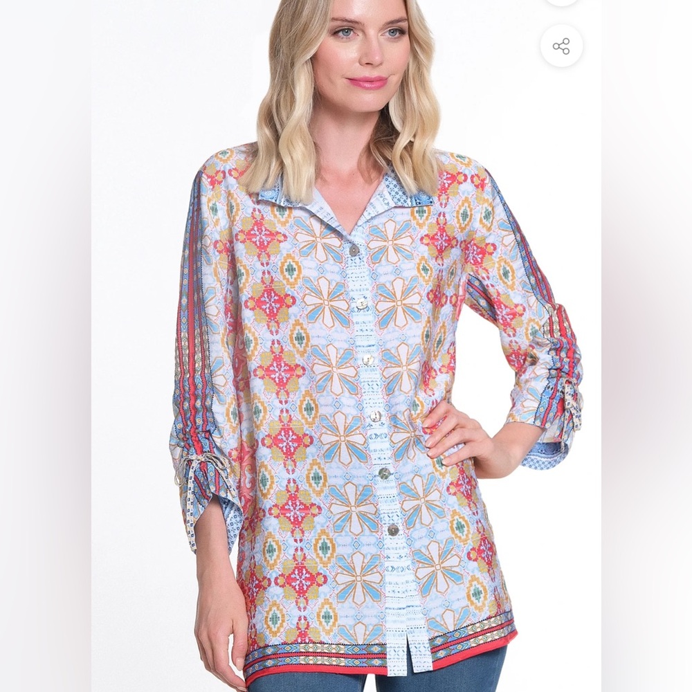 John Mark  abstract button front tunic
